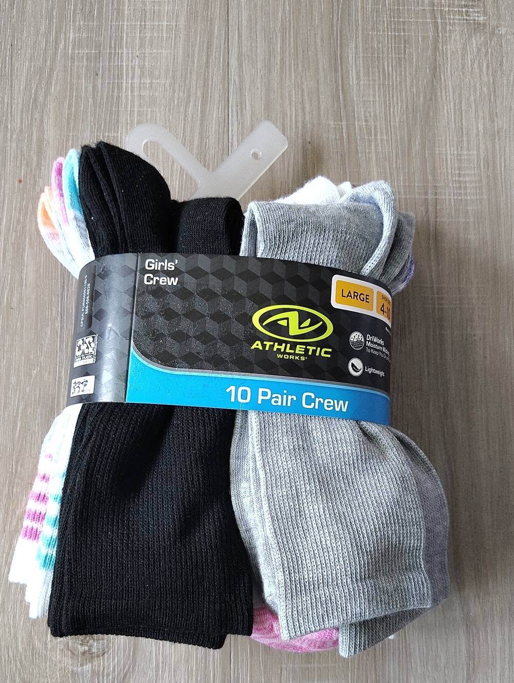 Athletic Works Women's/Men's Crew Socks - Black, Gray & Multicolor (10 Pack)